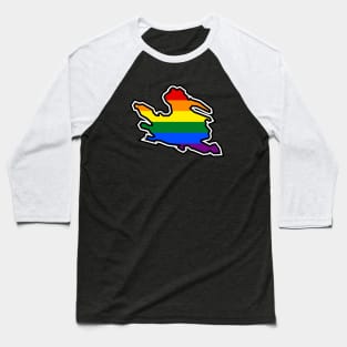 Mayne Island Silhouette - Traditional Pride Flag Rainbow Colours - Mayne Island Baseball T-Shirt